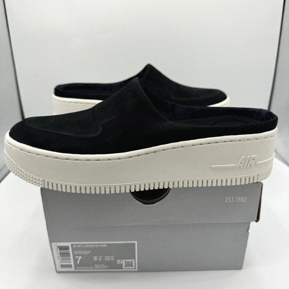 NWT Nike Air Force 1 Lover XX Black Suede Leather Slip On Mule Platform Sneakers - Picture 7 of 16